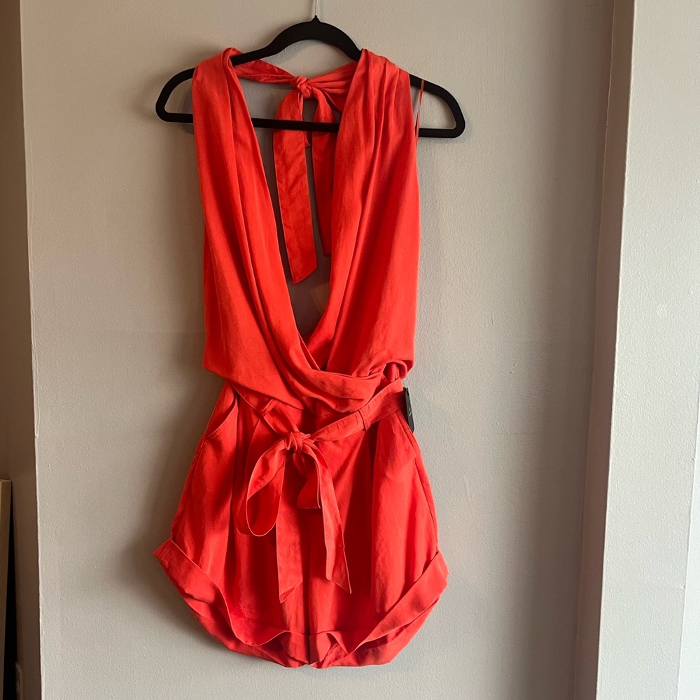 Robert Rodriguez Vibrant Open Back Halter Romper in Crush